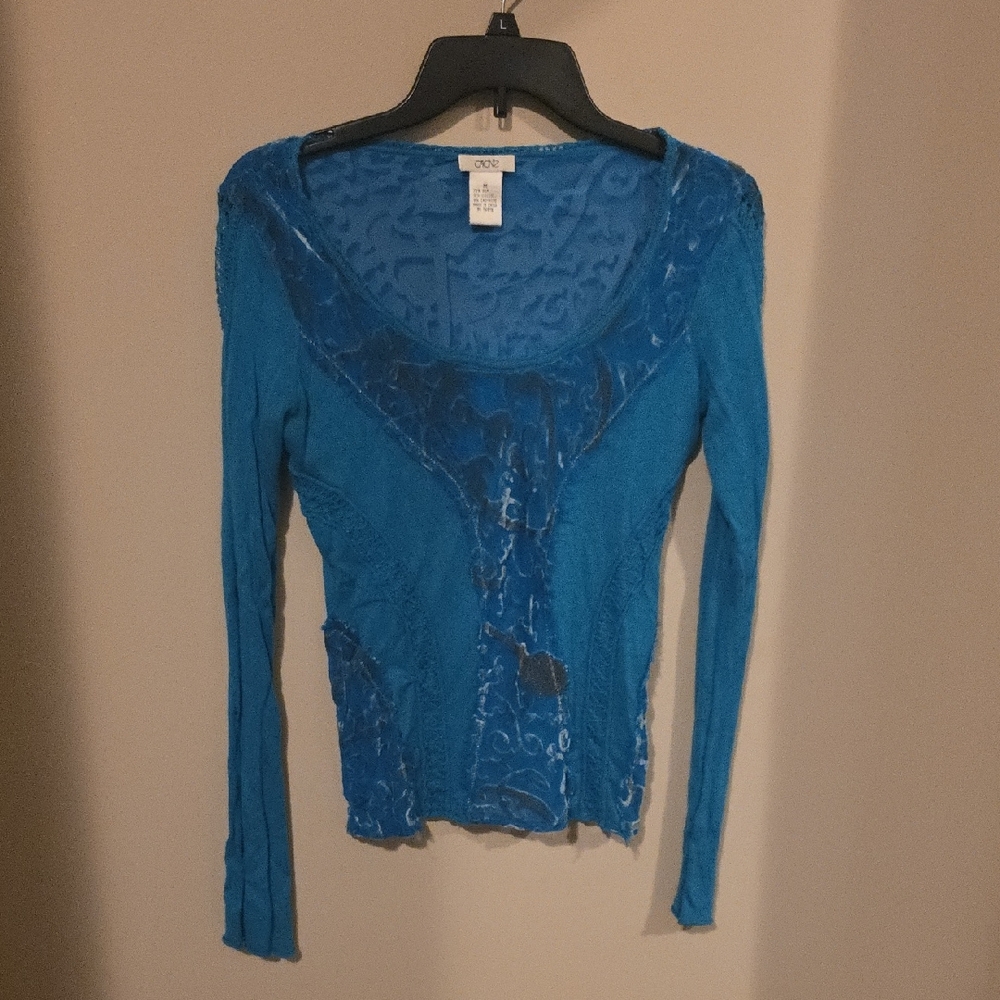 Cache Teal Long Sleeve Top